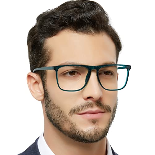 OCCI CHIARI Grandes lunettes de lecture pour homme, monture carrée 0 1.0 1.25 1.50 1.75 2.00 2.25 2.50 2.75 3.00 3.50, b-bleu, XL Cover
