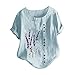 Chemisier décontracté décontracté élégant - Col rond - Tunique d'été - Imprimé floral lavande - Manches courtes - Pour femme - Grandes tailles, bleu, XXXXL