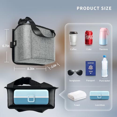 Image of Luggage Cup Holder for Suitcases - Free Hand Drink Carrier, Multifunctional Travel Cup Holder Fits Suitcase Handles, Travel Accessories (Gray)