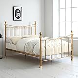 OAT Home Hampstead Victorian Metal Bed Frame - Distressed Antique Brass Effect in Single/Small Double/Double/King Size (King (U.K. Standard))