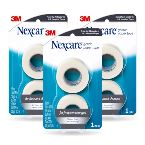 Nexcare Gentle Paper Tape, Medical Paper Tape, Secures Dressings and Lifts Away Gently - 1 In x 10 Yds, 6 Rolls of Tape