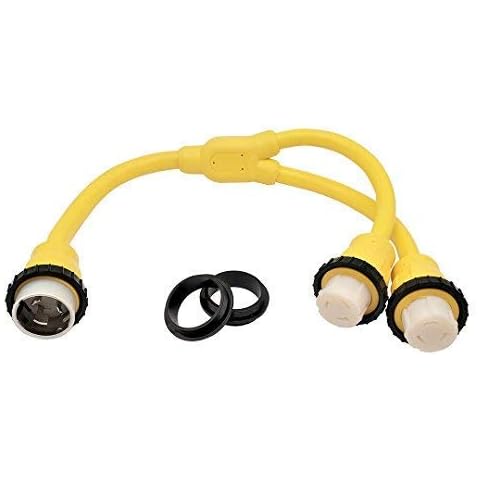 Parkworld 60042 Marine Shore Power 50 AMP 125 Volt Splitter. NEMA SS1-50P Male Plug to (2) SS1-50R Female Connector Cover