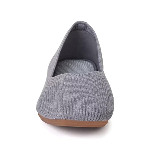 Image of Frank Mully Womens Casual Flat Shoes Square Toe Shoes Knitted Work Flat Comfort Dressy Flat Shoes for Daily Washable