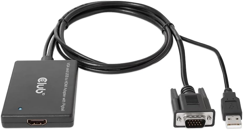 CLUB3D CAC-1720 VGA and USB Type-A to HDMI™ Adapter with Pigtail M/B. 0.6m 28AWG