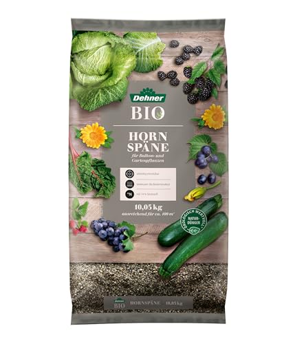 Dehner Bio Hornspäne, ökologischer Universaldünger, hochwertiger Dünger für Balkonpflanzen / Gartenpflanzen, natürliche Langzeitwirkung, 10.05 kg, für ca. 100 qm, bunt