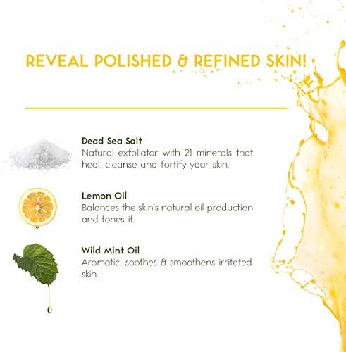 O Naturals Ultra Cleansing Body Scrub - Organic Lemon & Mint Dead Sea Salt Scrub - Skin Exfoliating Body Scrub Exfoliator & Foot Scrub, Body Exfoliator & Exfoliating Face Scrub Fights Acne & Dead Skin
