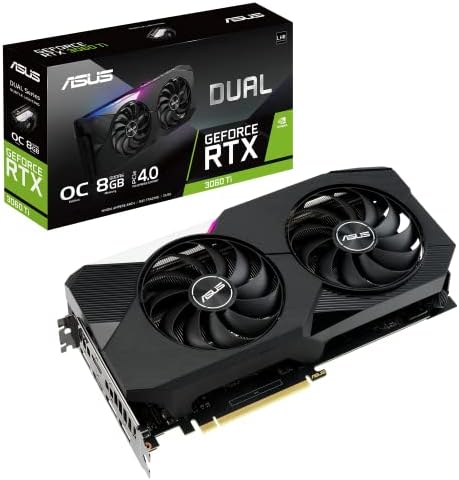 ASUS pci_e_x16 Dual NVIDIA GeForce RTX 3060 Ti V2 OC Edition Gaming Graphics Card (PCIe 4.0, 8GB GDDR6 Memory, LHR, HDMI 2.1, DisplayPort 1.4a, Axial-tech Fan Design, Dual BIOS, Protective Backplate)