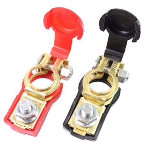 AOEVUIR Lot de 2 bornes de batterie en cuivre à déconnexion rapide pour voiture, bateau, camion, voiture, rouge et noir