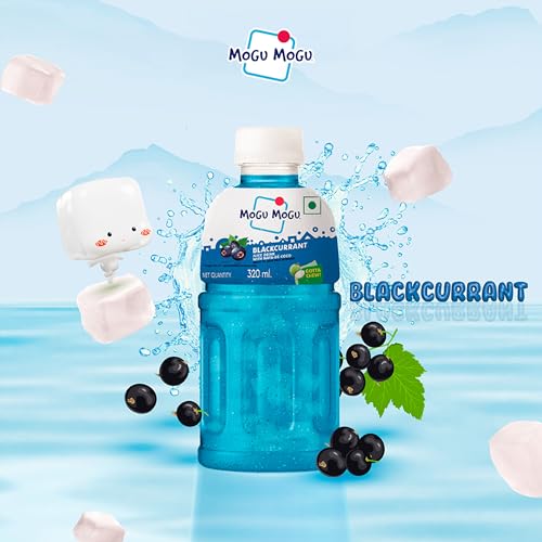 Image of Mogu Mogu Blackcurrant Juice with Nata de Coco Jelly 320ml | Refreshing Tropical Thai-Made Sip & Chew Beverage