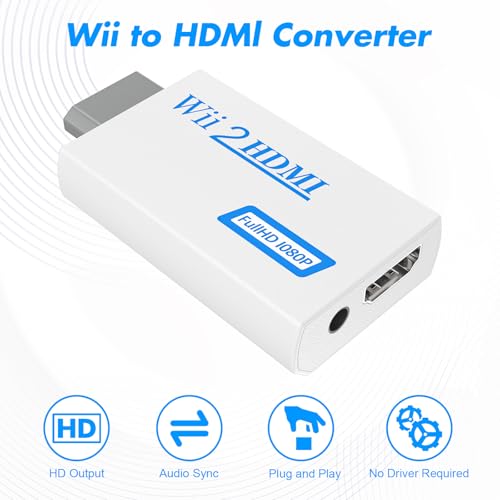 LA NREUCETS Wii HDMI Adapter 1080P with 3.5mm Audio Jack, HDMI Converter with 4.92ft HDMI Cable Compatible with Wii/Wii U Accessories Bundle Kits (HDMI Converter+HDMI Cable) by LA NREUCETS - Image 5