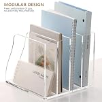 Clear Acrylic Desk Organizer- 4 Vertical Compartments Magazine File Holder - Image 3