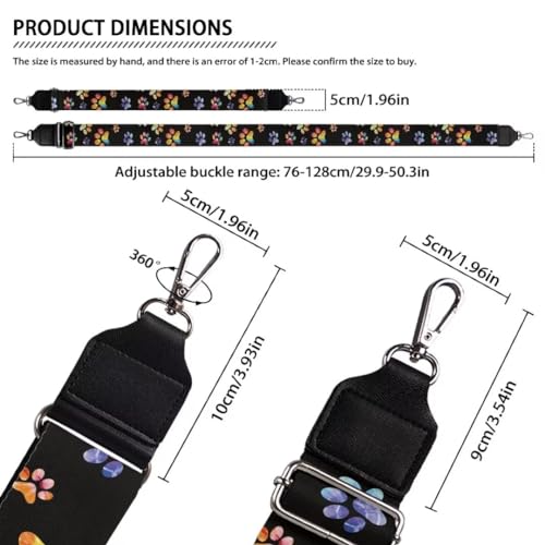 Image of Coldinair Colorful Dog Paw Purse Straps Replacement Crossbody Bag Strap Wide Shoulder Strap Guitar Strap Purse