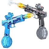 DOPTOY Electric Water Gun for Kids&Adults-Automatic Squirt Gun with 32FT Long Range,400ML Large Tank,Rechargeable Battery,LED Light Effect for Summer Outdoor Pool Beach Backyard Water Fight Games-2Pcs