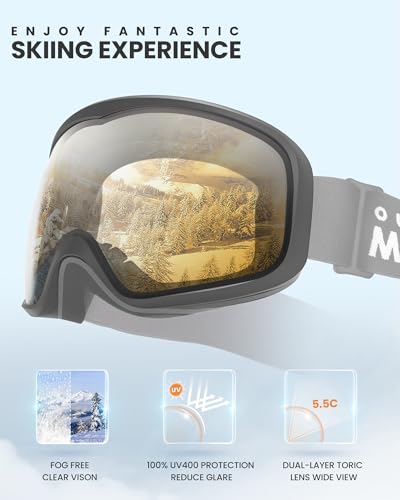 OutdoorMaster Owl Ski Goggles OTG, Snow Snowboard Goggles for Men Women Youth, Anti-Fog, 100% UV Protection - Image 3