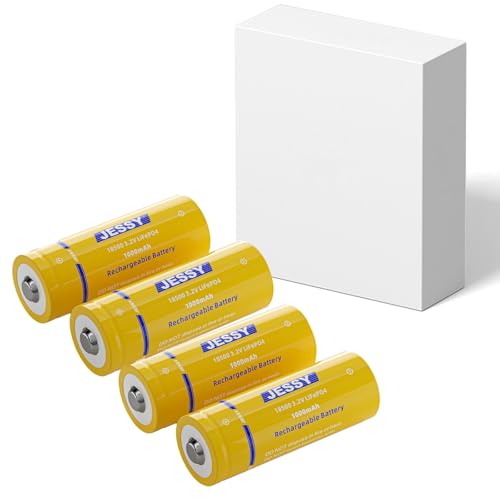 JESSY 4 Pack Rechargeable Battery case Set 3.2V JSY18500 for Outdoor Solar Lights Garden Solar Lights
