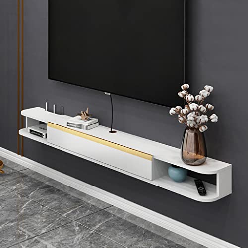 Uvency Zwevend Tv-Meubel Met 3 Opbergruimtes Wandgemonteerd Tv-Meubel Plankcomponent Met Kabelbeheer Tv-Kast/White/120Cm/24.24"