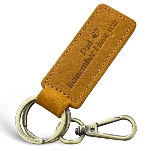 Bayrouth Dad Keychain - Remember I Love You Dad, Leather Keychain for Father from Daughter or Son