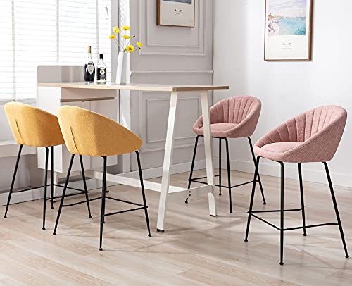 Shunzhi 26 Inch Counter Stools Set Of 2, Yellow Bar Stools Modern Counter Height Upholstered Island Chairs With Footrest For Kitchen/Living Room/Pub/Coffee/Shop, Yellow #TOP5