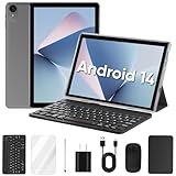 Tablet, 10 inch Android 14 Tablets with Keyboard, 6GB RAM 64GB ROM 1TB Expand, 1280x800 Touch Screen, Quad-Core Processor, 6000mAh Battery, Dual Camera, WiFi, Bluetooth 5.0 (Black)