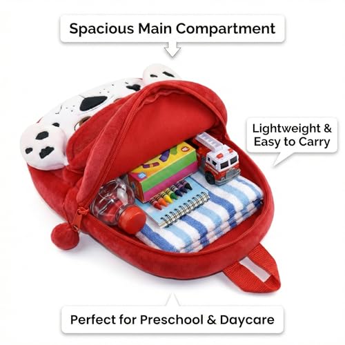Image of Cartoon Plush Kids School Bag 2-6 Years | Soft Toy Backpack for Boys & Girls | Toddler Nursery Preschool Bag | Lightweight Adjustable Straps