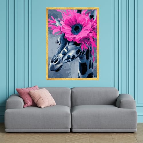 Tableau girafe en fleurs pour décorer une chambre de bébé