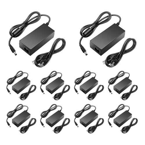 Image of SHNITPWR 12V DC Power Supply 10A AC Adapter 100-240V 50-60hz to 12Volt 10 Amp Power Supply Cord 5.5x2.5mm /2.1mm DC Output Jack for Low Voltage SK6812 WS2811 LED Strip CCTV Camera LED Driver, 10 Pack