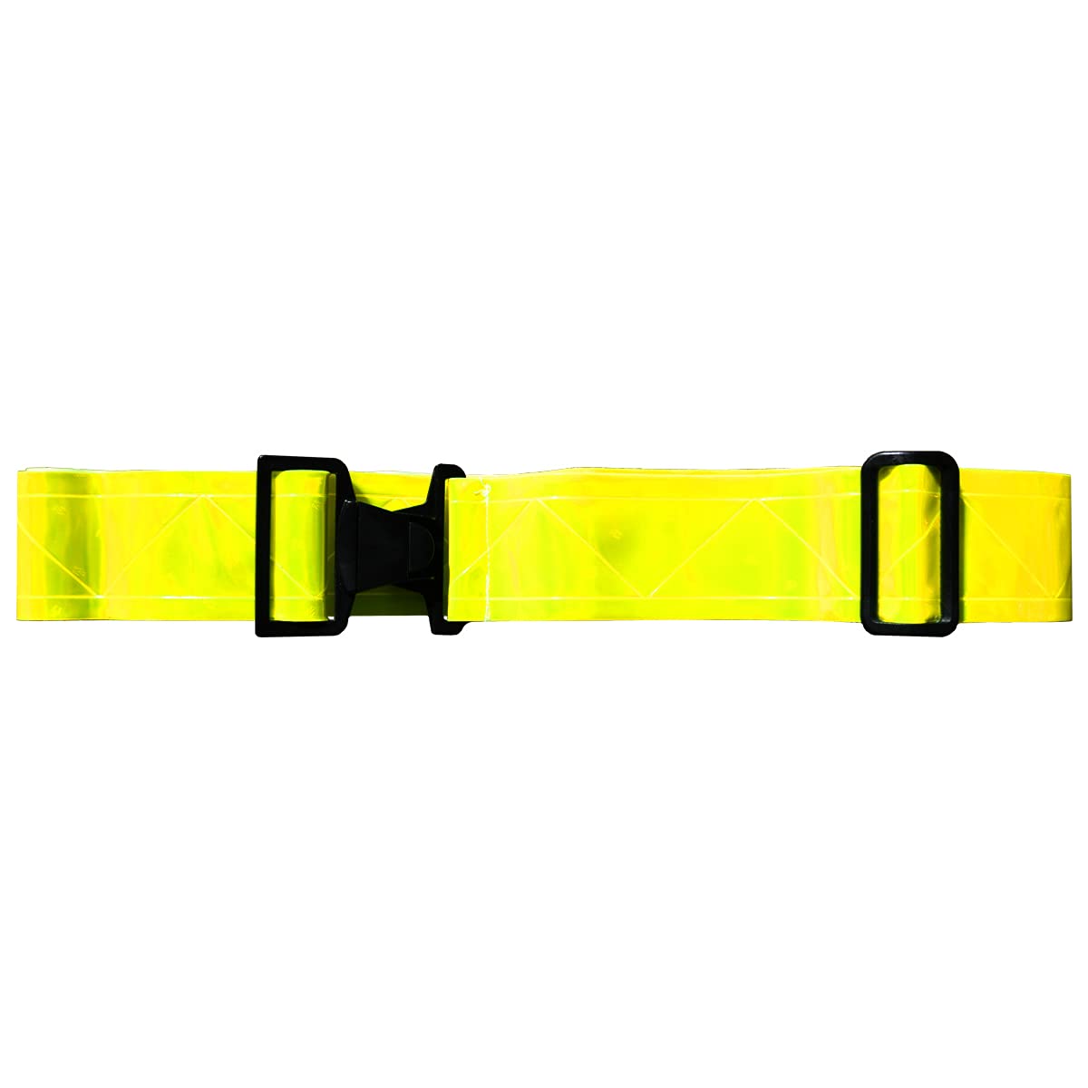 Reflective Vinyl Belt w/Buckle Closure-Neon Yellow