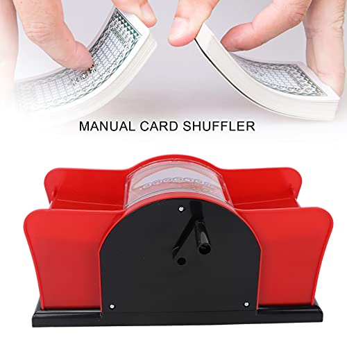 Dioche 1‑2 Deck Manual Card Shuffler For Blackjack, Uno, Poker; Quiet, Easy To Use Manual Card Mixer, Hand Cranked, Casino Equipment Card Shuffling Machine For Playing Cards(Red) #TOP4