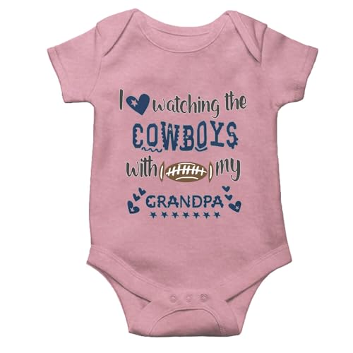 STAndfirm I Love Watching the Cowboys with my Grandpa Newborn Playsuit Long Sleeve Cotton Baby Clothes White