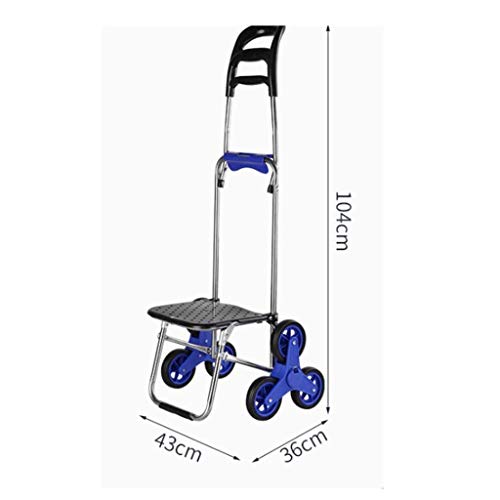 Tragbarer faltbarer Einkaufswagen für Treppen, kleiner Trolley, leichter Lebensmittelwagen, blau, Heimanhänger, leicht zu ziehen, Mehrzweckwagen für Einkaufen und Besorgungen – Bild 3
