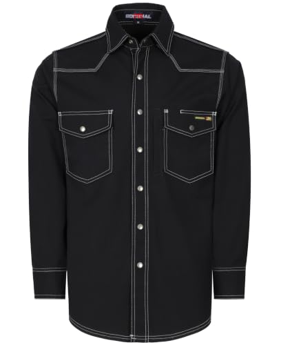Amazon.com: BOCOMAL FR Shirt Heavyweight Stretch Canvas Snaps Down