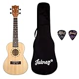 Juarez Estrélla 23' Concert Ukulele, Spruce Top, Mahogany Back & Side, ABS Binding Aquila Italian Strings, Black Diecast Machine, Rosewood Fretboard & Bridge with Gig Bag, 2 Picks, Natural