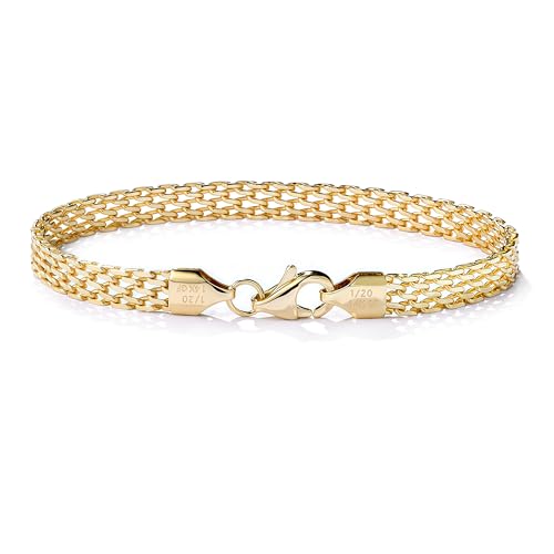 5mm Mesh Link Chain Bracelets for Women 14K Gold Bracelets Dainty Link Bracelet 6.5-8 Inches Jewelry Gifts Sweat Proof and Fade Resistant Lifetime Qua