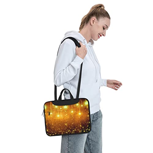 Bolso para portátil con estrellas navideñas negro y marrón miniatura 7