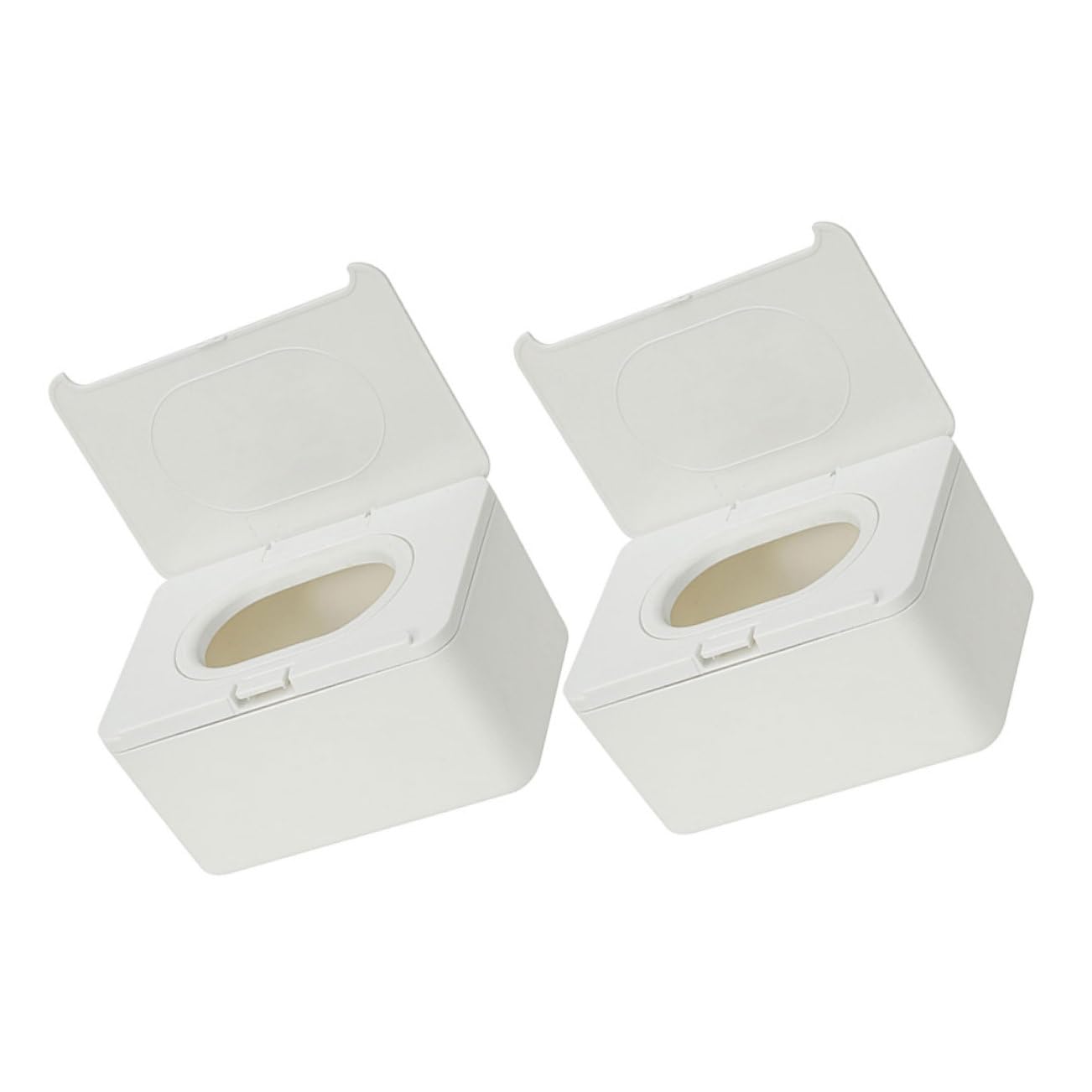 ifundom Lot de 2 Boîtes Distributrices de Lingettes pour Bébé, Plastique Blanc, Couvercle Réutilisable, Format Compact pour Salle de Bain et Bureau