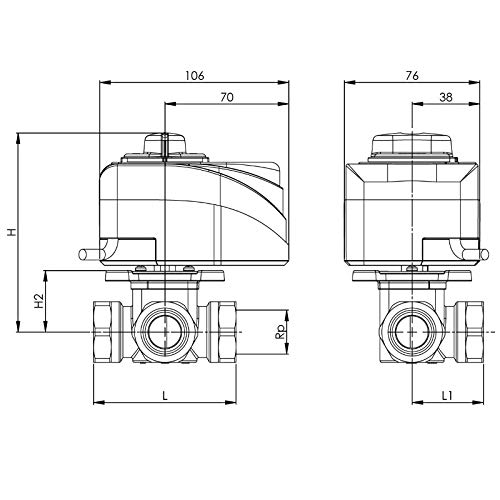 WITTKOWARE 460 020 00MC + M03 010 1DA B 3-Wege Mischerventil mit Stellmotor 230V, IG 3/4", Kv 6.0