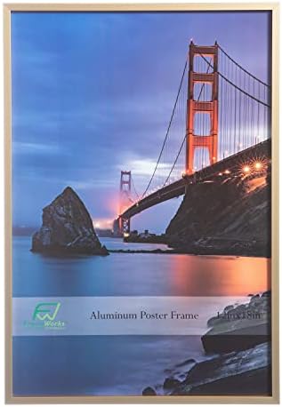 FrameWorks 12” x 18” Gold Brushed Aluminum Poster Picture Frame with Plexiglass 1-Pack