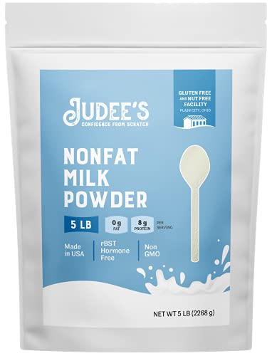 Judee’s Non-Fat Milk Powder 5 Lb - 100% Non-Gmo, Keto-Friendly - Rbst Hormone-Free, Gluten-Free And Nut-Free - Good Source Of Protein And Calcium - Made In Usa #TOP7