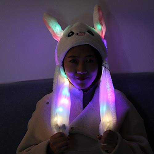 Chapéu móvel Amosfun Orelhas de coelho moderno com orelhas de animal para crianças (rosa, sem luz),