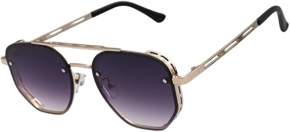 Óculos de Sol Hexagonal Aviador Piloto Proteção Lateral Vintage Retro Oldstyle Steampunk UV400 Masculino Feminino Unisex – Modelo Turner – Cacife Brand
