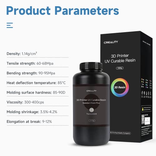 Creality Official Upgrade 3D Printer Resin, 1000G Standard Photopolymer Resin For Lcd 3D Printing, 405Nm Uv-Curing Resin, High Precision, Low Shrinkage, Excellent Fluidity (Translucent) #TOP7