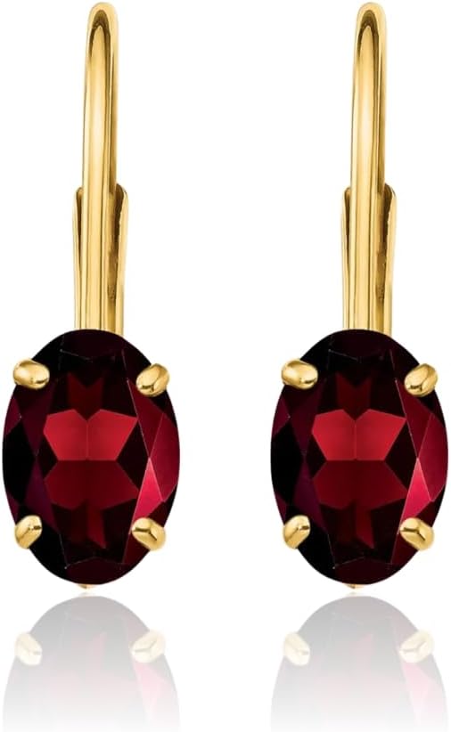 IceCarats 14K Solid Yellow Gold 1.20 carat Red Garnet Small Leverback Drop Earrings 16mm 5/8 inch Oval Cut, Natural, Prong Set, Lever Back For Her