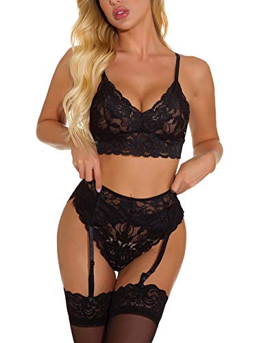 YIKAYI Women Sexy Lingerie Set Two Piece Lace Bra and Panty Set Babydoll Sleepwear