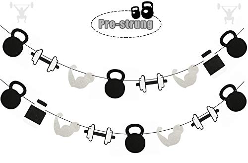 Glitter Gym Theme Birthday Banner- Weight Lifting Party Garland for Cross Fit Party, Fitness Themed...