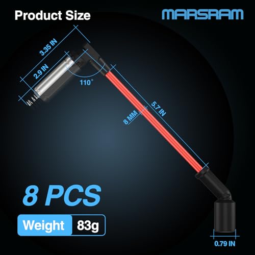 Marsram Spark Plug Wires 48322R Compatible for 1999-2019 Chevy Chevrolet GMC Cadillac Silverado Avalanche Suburban Tahoe Sierra Yukon 2003 2004 2005 2006 2007 2008 2009 2010 V8 Engine (8 PCS) Bent by Marsram - Image 7