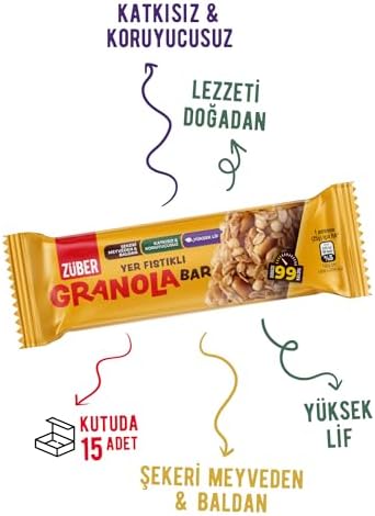 Züber Yer Fıstıklı Granola Bar 25g x 15 Adet - Görsel 4