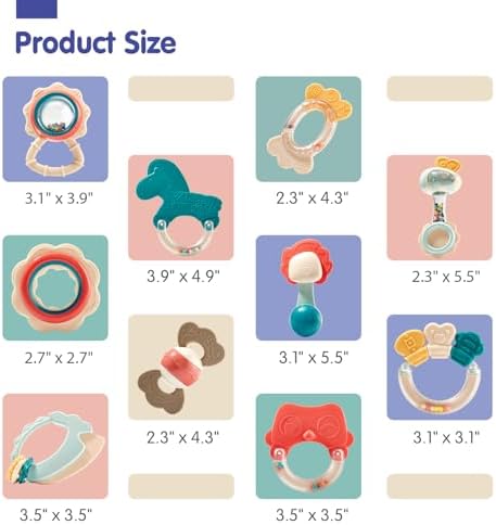 hahaland Baby Teething Toys, Infant Newborn Toys 0-3 3-6 Months, Silicone Babies Teether Rattles, Baby Shower Gifts for Newborn Boys Girls, 10 Pcs with Storage Box for 0 Months+ — view 8