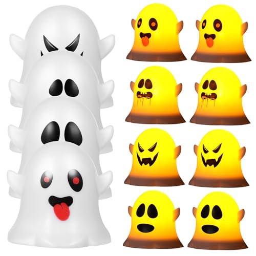 Velas LED Fantasma Operitacx sin Llama con Parpadeo Decorativo Seguro para Mesas de Halloween