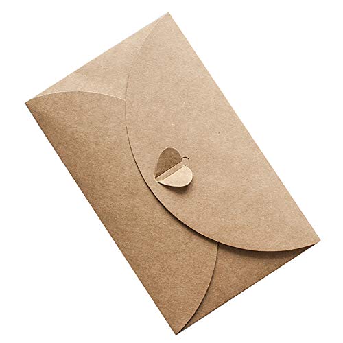 Oyfel enveloppes en Papier sobre de Tarjeta de Regalo Tarjetas de Felicitaciones Kraft colorées con Cierre de Corazón Navidad Artesanía DIY Día Cartas 17.5cm*10.8cm 12 Pcs