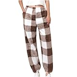 💖Merkmale: Elastischer Bund, lockere Passform, Fleecefutter, sehr lässig und warm. Damen Winter-Pyjamahose, warme Pyjamahose, lässige Lounge-Hose, Thermohose, Winterhose, Pyjamahose, Lounge-Hose (mit Fleece-Futter).